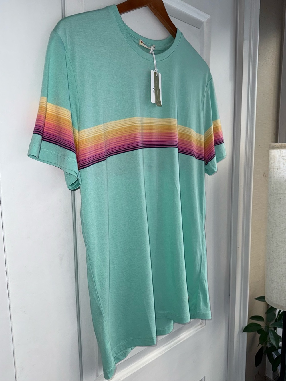 Marine Layer Signature Crew Cotton/Modal Stripe Tee in "Ocean Wave" - NWT - Picture 5 of 8